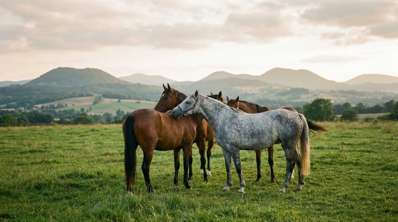 Les chevaux du Equitadapt en liberté, Puy-de-Dôme